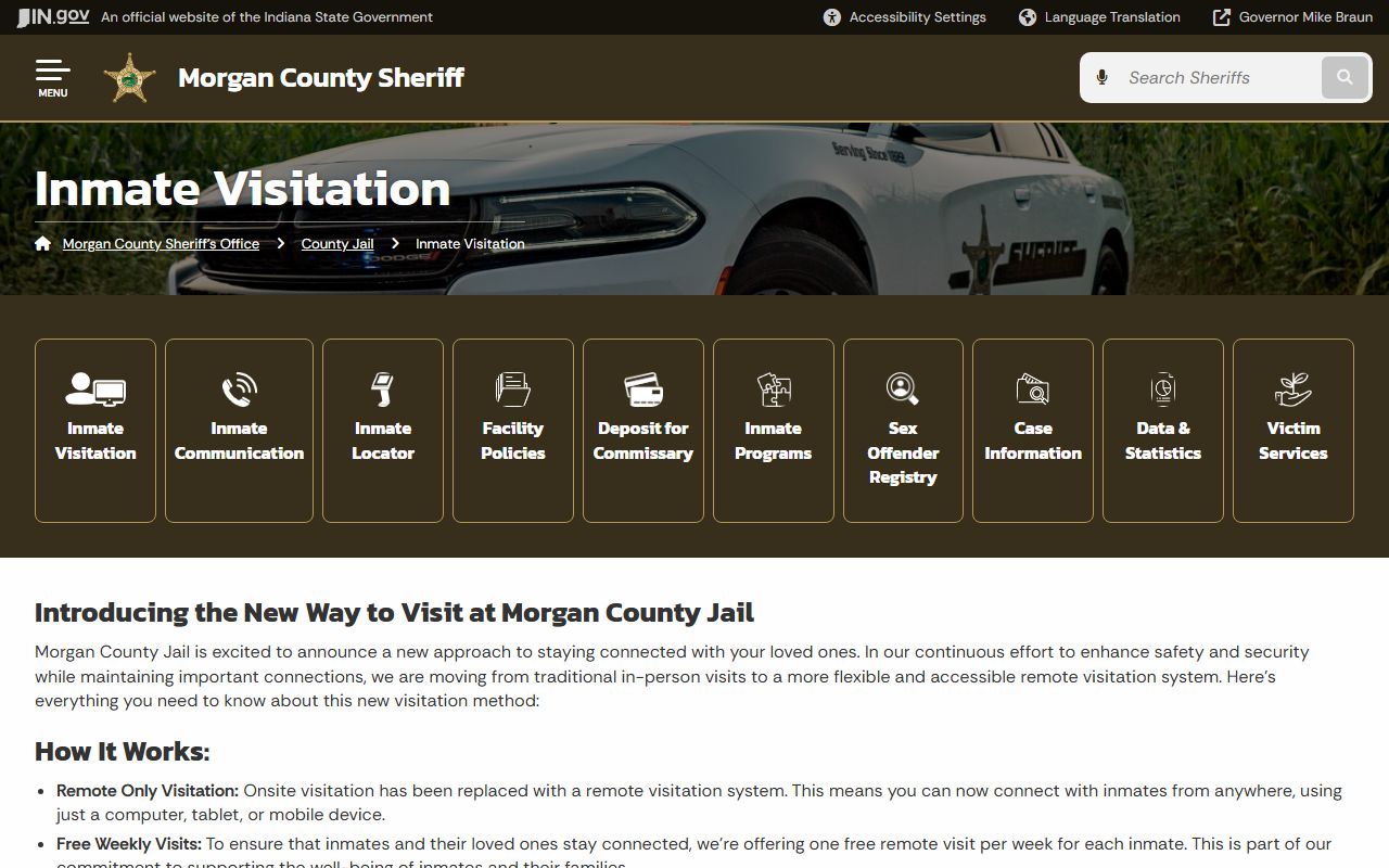 Morgan County Jail visitation schedule and inmate visit rules