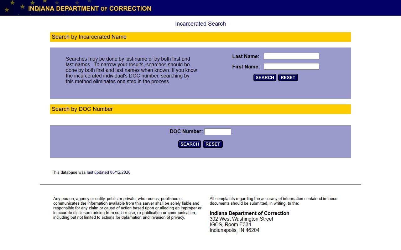 Indiana DOC offender locator for Morgan County sentenced inmates