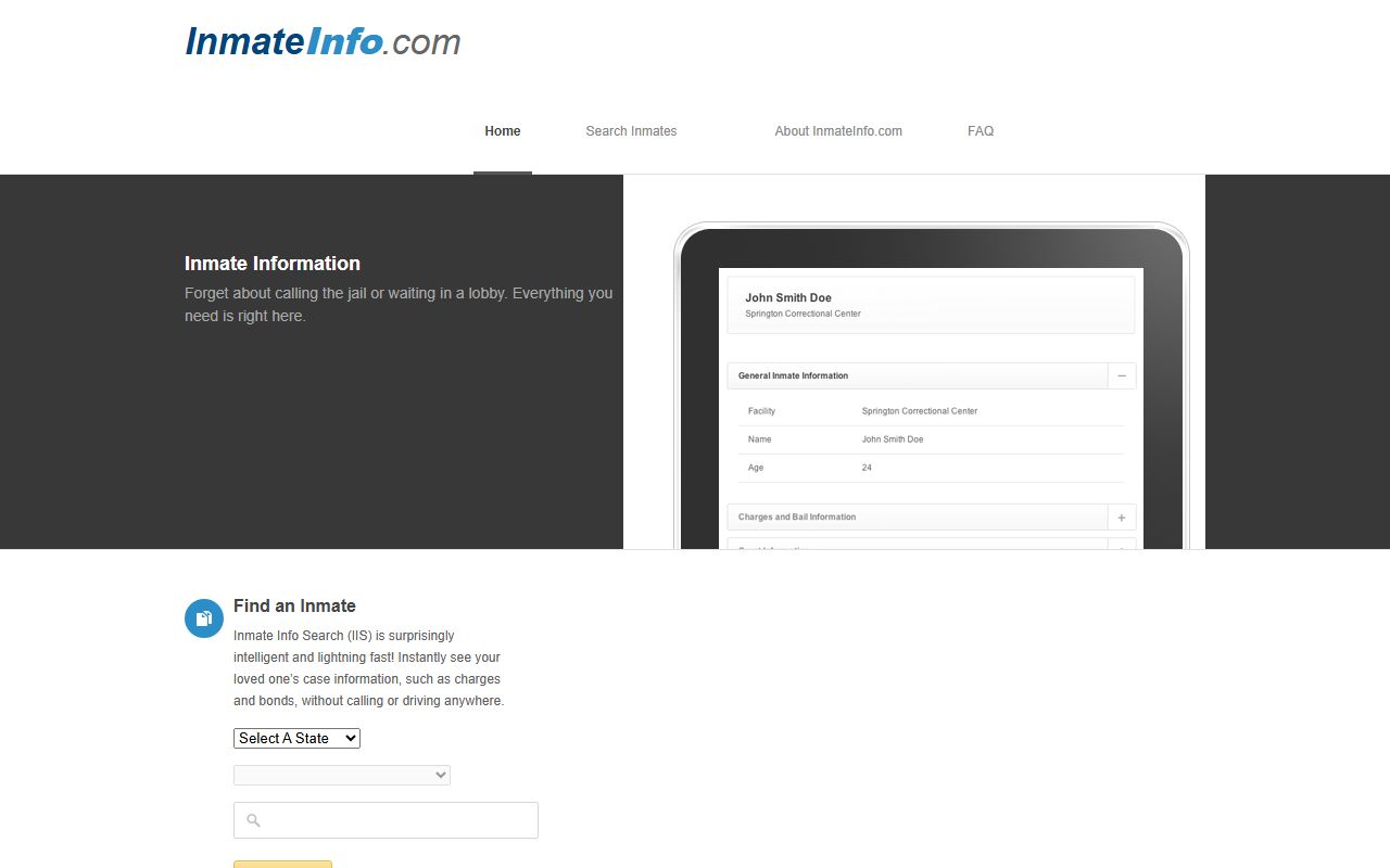Morgan County inmate search roster workflow on InmateInfo